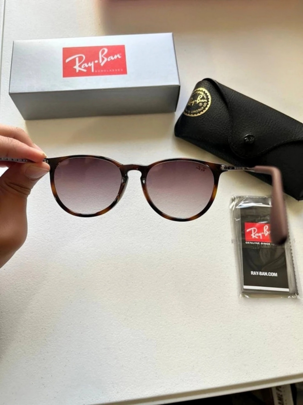 Ray-Ban Erika Classic Tortoise Gradient Sunglasses Brown & Grey